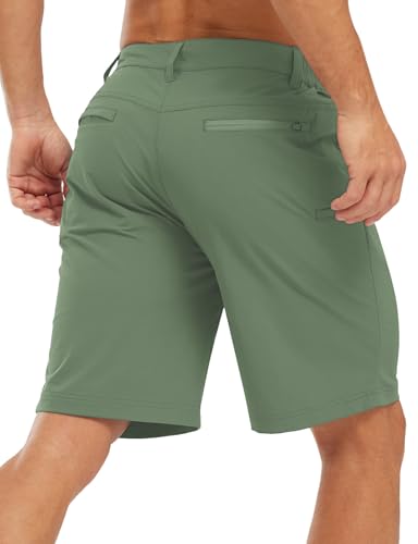 Image of TBMPOY Men's Golf Shorts Lightweight 5 Pockets Casual Dress Stretch Elastic Waist Quick Dry Flat Front Travel Shorts