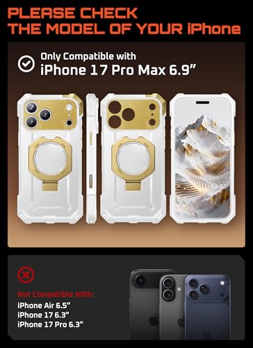 Image of SUPCASE for iPhone 17 Pro Max Case with Kickstand (Unicorn Beetle Grip), [Camera Control Cover] [Compatible with MagSafe] [Military-Grade Drop Protection] Heavy Duty Magnetic Phone Case, K2Snow