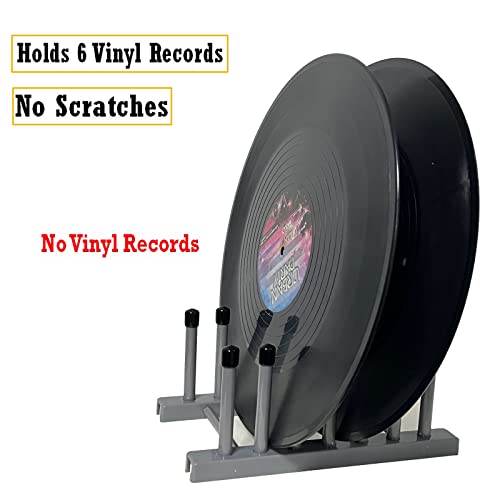 AUXPhome Vinyl Record Storage Holder - Grey - Silicone - 6 LP Albums (7" and 12") - Adaptable to Various Record Formats - Image 4