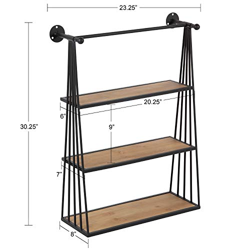 image for Kate and Laurel Nevin Rustic Three Tier Shelf, 23.25