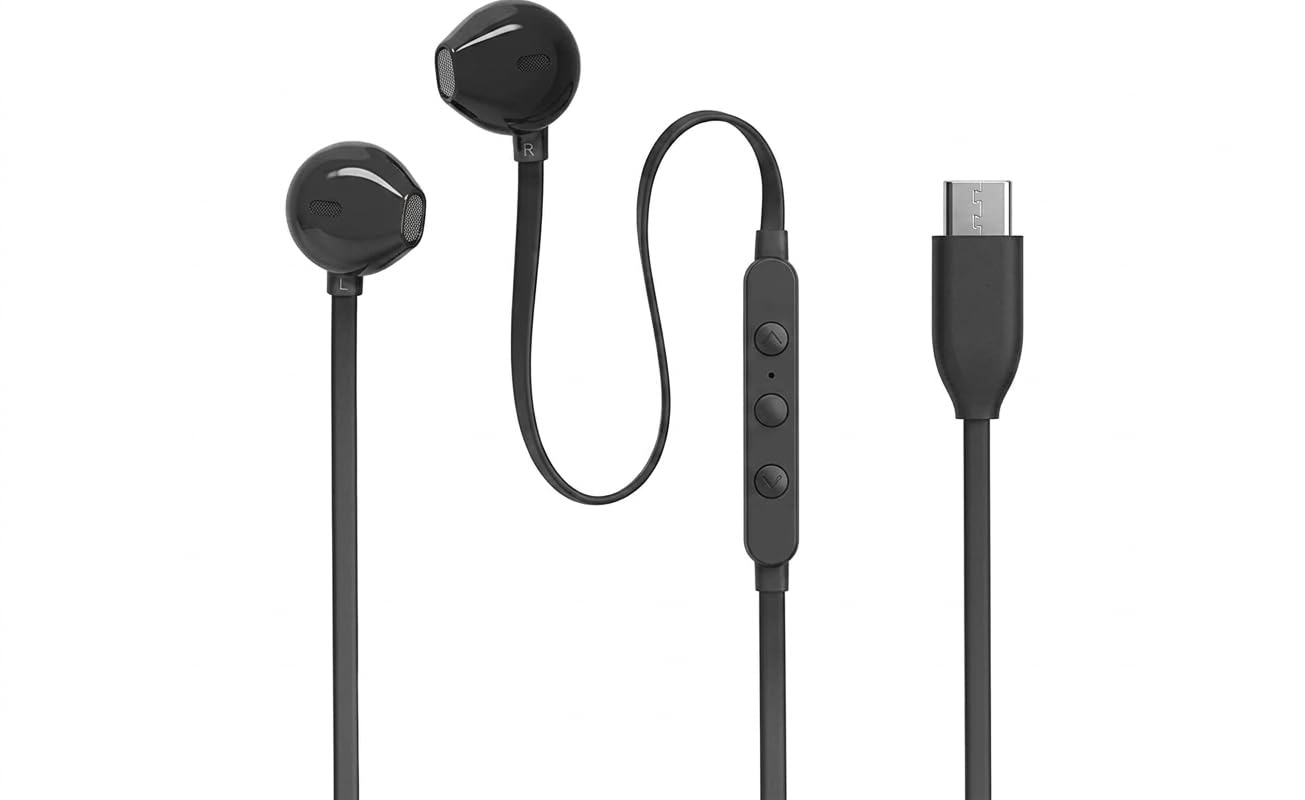 Type C Earphone for JBL Tune 305 C, Hi-Res Audio with DAC, 3-Button EQ Remote with Mic, Tangle-Free Compatible with USB-C Devices - Black-picture-33