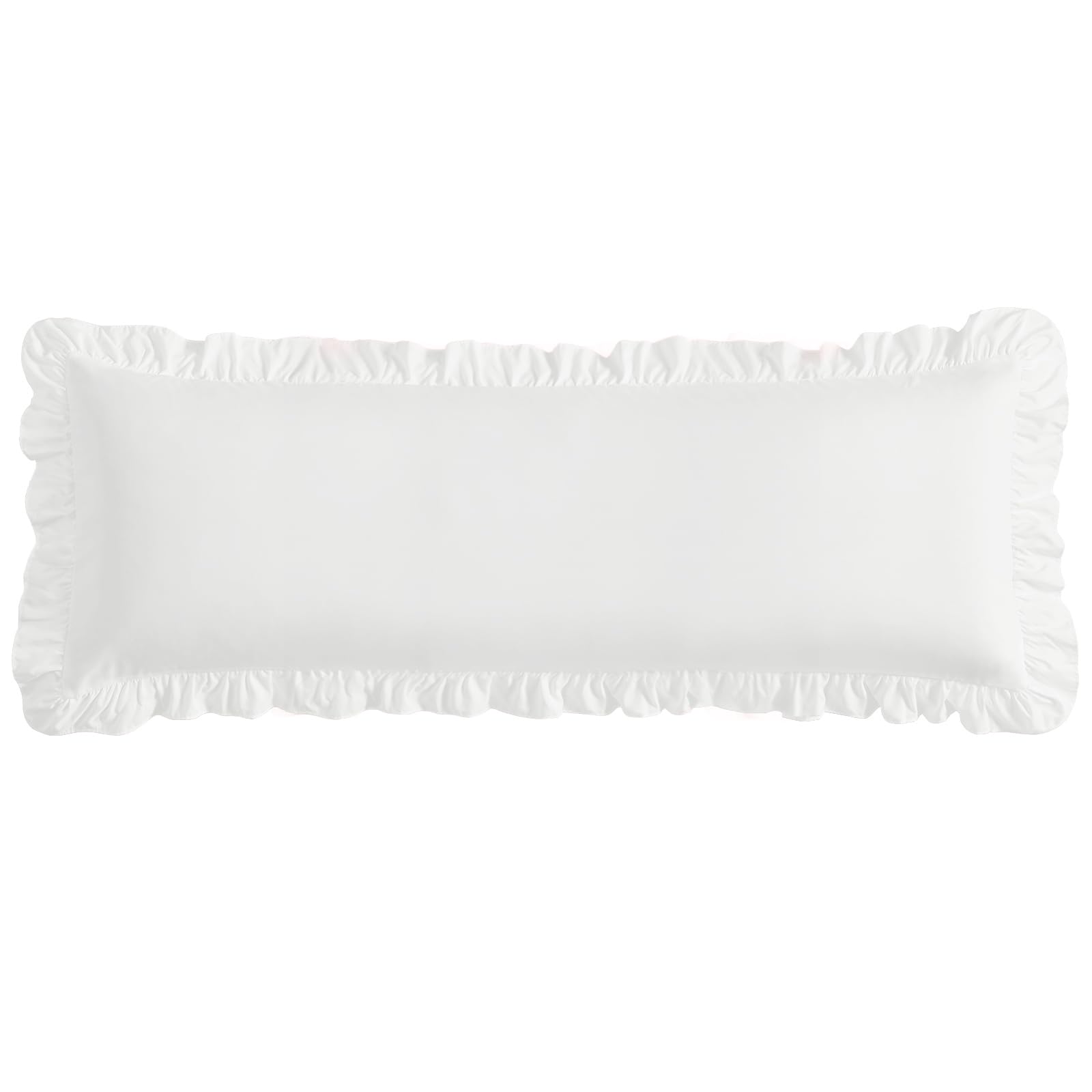 Cobedzy Ruffled Pillow Cases Set of 1, White Body Pillow Shams Brushed Microfiber Edge Ruffled Soft Pillow Cover with Envelope Closure for Bedding Decor (20"x54")