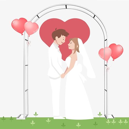 Arco De Metal para Exteriores - Arcos De Jardín con Base, Negro Arco De Soporte, Arco De Rosas, Marco De Soporte, Arco De Boda for Jardín Césped Patio Trasero,Blanco,180x220x40CM