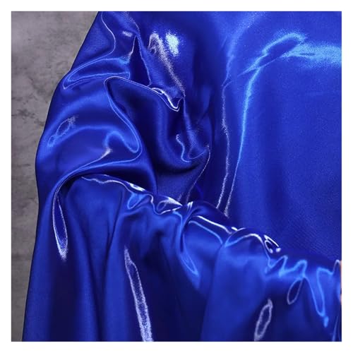Tissu satin de couture métallisé brillant bleu pour robe de soirée