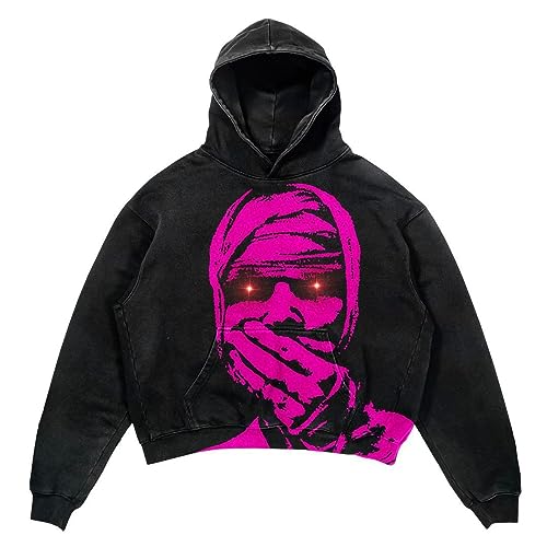 Buy Obenie Halloween Y2K Gothic Skull Alphabet Blast Print Hoodie, 1, X-Large at Amazon.in - Image 4