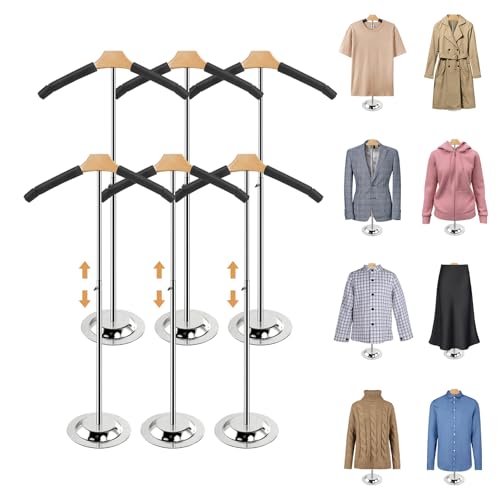 Fumingpal 20-35 Inch Height Adjustable Shirt Display Stand, T Shirt Display Stand for Vendors, Mannequin Torso for Clothing Dress Garment Coat Retail (Black, 6 Pcs)