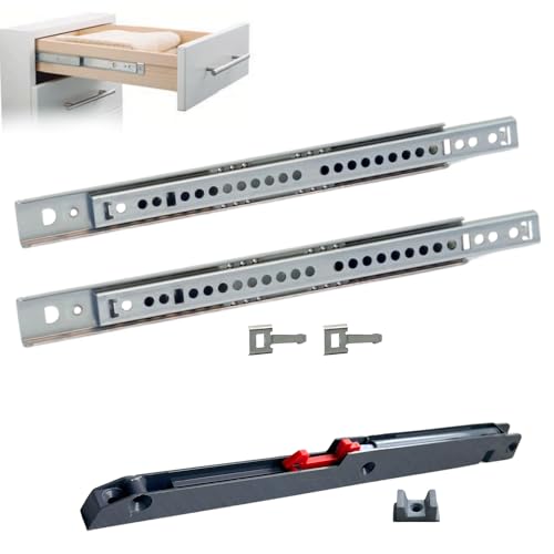 Par de guías deslizantes de bolas H27 mm – Fijación rápida mediante clip Arpòn – Carga 15 kg cajón extracción parcial (400 mm)