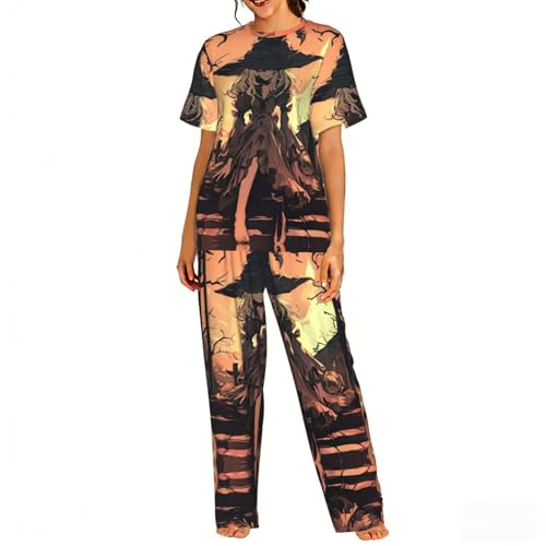 Pyjama imprimé horreur Halloween résout le manque de confort nocturne avec un ensemble doux femme