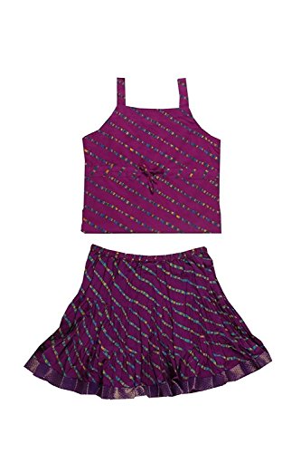 Image of DIAMO Girl's Jaipuri Lahariya Block Print Skirt and Top