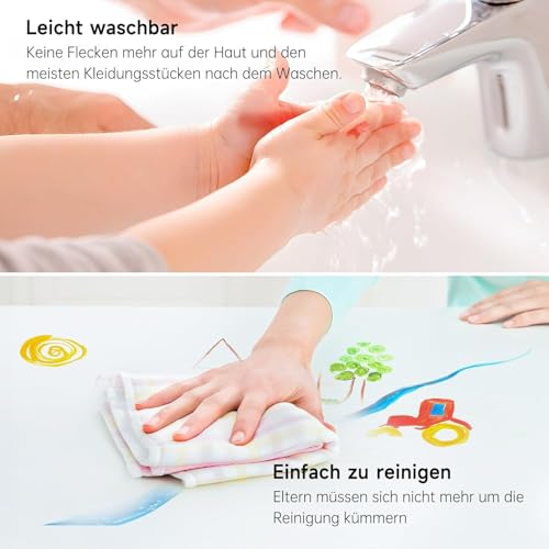 Shuttle Art 53 teiliges Fingerfarben Kinder Ungiftig, Bastelset mit 14 farben (je 60ml) Fingermalfarben für Kinder, Pinsel, Fingerfarben Malbuch, Schwamm, Schwammspatel, Palette, Malset für Kinder