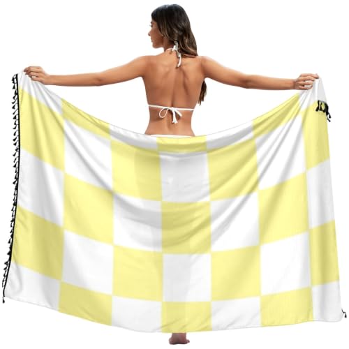 Vestido de natación a cuadros amarillos para mujer en vacaciones