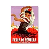  JQNDDP Feria De Sevilla Affiches Vintage Illustration Toile Mur Art Peinture Abstraite Feria De Sevilla Imprime pour La Décoration Intérieure Photo 50x70cmx1 No Frame