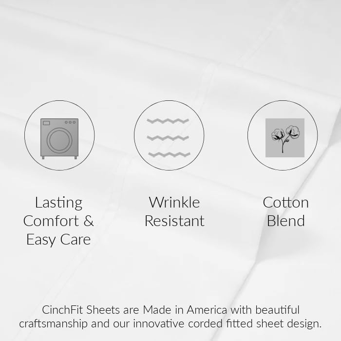 Miniatura 2 de CinchFit Juego de sábanas tamaño King de mezcla de algodón de 650 hilos de 650 hilos, con parte superior flexible que no se desgarra, se adapta a