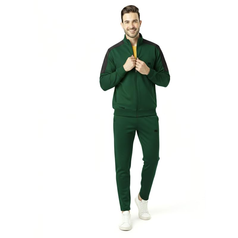 KWINGS Mens High Neck Dry Fit Tracksuit Full Zip Jacket with Elastic Waist Lower Soft Jogging Suit Activewear Set for Gym Running and Casual Wear