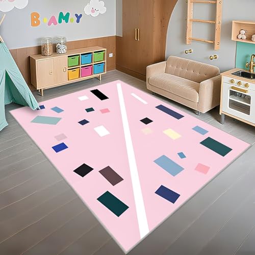 Tapis lavable en machine rose salon chambre petit modèle - 7