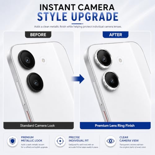 Image of FIRST MART Silver Camera Ring Guard Protector for Redmi Turbo 5 | Tempered Glass with Metal Alloy Rings, HD Clear, Scratch Resistant, Case-Friendly | Pack of 1