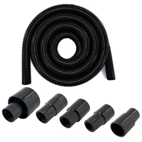 BAFOLLGY Dust Collection Vacuum Hose Kit, 12 Foot Dust Collection Power Tool Kit with 5 Vac Cleaner Hose Fittings/Attachments for Household, woodworking Power Tool Household and Dry/Wet Shop Vac