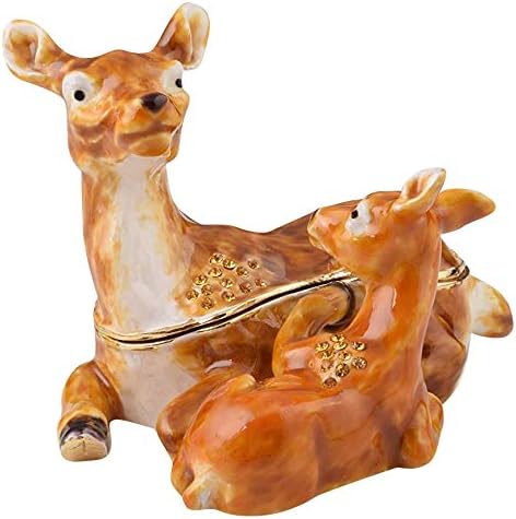 Keren Kopal Deer Mom and Fawn Trinket Box Unique Handmade Gift for Mother Jewelry Storage Case Home Decor