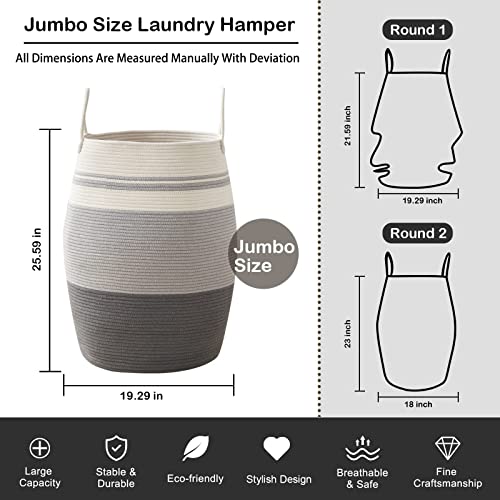 image for OIAHOMY Laundry Hamper Woven Rope Large Clothes Hamper 25.6