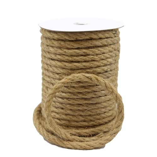 Jute Rope 50 Feet 8mm Natural Heavy Duty Sisal Twine for Crafts, Cat Scratch Post, Bundling and Hanging (Brown, 50FT)