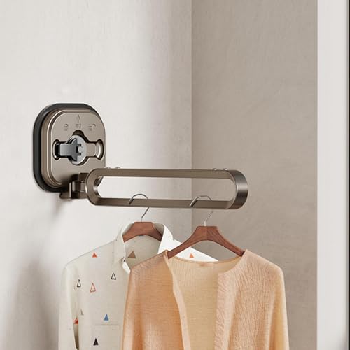 Wall Mounted Clothes Airer, Folding Clothes Airer with Suction Cup - 360 Degree Rotary Clothes Drying Rack, Wall Mounted Clothes Drying Rack with Suction Cup for Closets, Laundry - Image 2