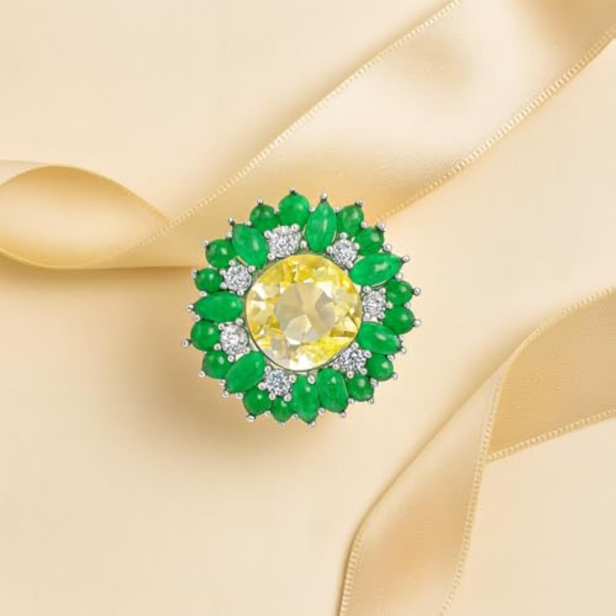 Emerald Cluster Statement Ring, Elegant Design