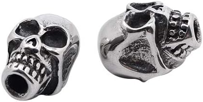 Miniatura 7 de PH PandaHall 10 cuentas de calavera de 0.118in, cuentas de Halloween de acero inoxidable, cuentas espaciadoras de calavera de metal, cuentas de