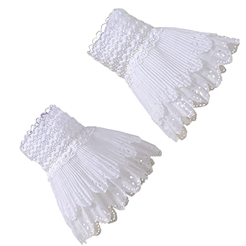Elegtiskas Lolita False Sleeves Wrist Cuffs Floral Layered Lace Cuff