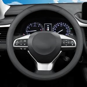 Steering Wheel Cover for Lexus RX350 RX NX200T NX 350 NX300 NX350 ES ES350 IS250 IS350 IS300 RX450h IS460 300 LX LS UX F Sport Car Accessories, 2026 Black Leather 14.5-15 inch
