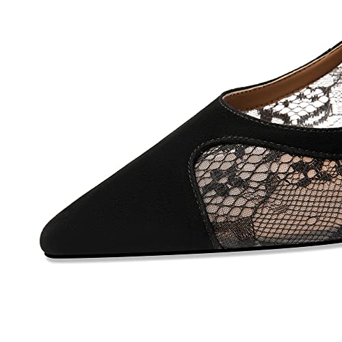 TinaCus Women's Pointed Toe Suede Leather & Mesh Handmade Kitten Heels Elegant Pumps Shoes3