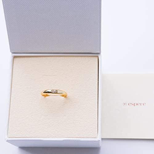 Marquise Cz Crescent Dome Gold Ring | 18K Gold Plated Stackable Wide Ring | Minimalist Stacking Band [Size 8] #TOP4