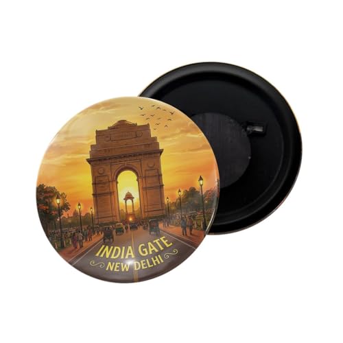 Image of dhcrafts Fridge Magnet Multicolor New Delhi India Gate New Delhi Glossy Finish Design Pack of 1 (58mm)