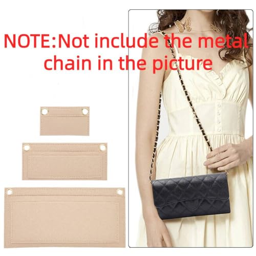 WADORN 3 Sizes Felt Organizer Insert for Women Pochette, Mini Wallet Insert Organizer Clutch Envelope Bag Conversion Bag in Bag Multi-Pocket Insert Liner for YSL UPTOWN Pochette, Camel - Thumbnail 3