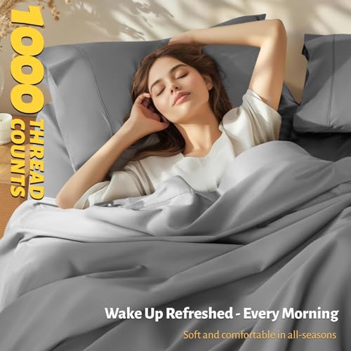 image for Shilucheng 100% Egyptian Cotton Queen Size Sheets Set - 1000 Thread Co