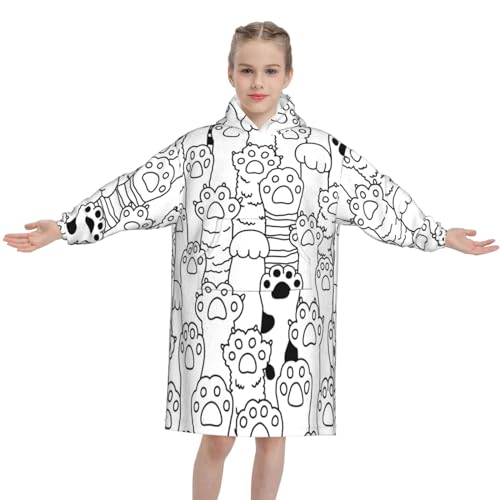 Couverture à capuche sweat oversize multicolore, cadeau enfant hiver