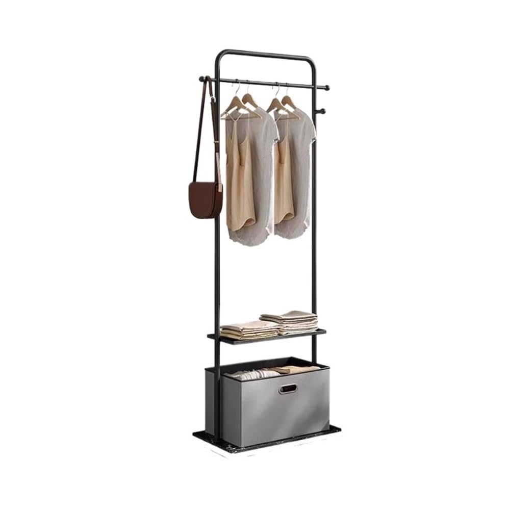 AILIUXIAOYAN Coat Rack Freestanding Clothing Rack with Storage Basket - Bedroom Hat Stand Creative Garment Rack(Grey)