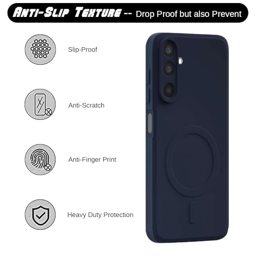 Image of Casotec Back Cover | MagFit Ring Design (Non-Magnetic) | Shockproof Protection | Anti-Slip Grip | Raised Camera Edges | Slim Protective Case for Samsung Galaxy A17 5G / F17 5G / M17 5G (Steel Blue)