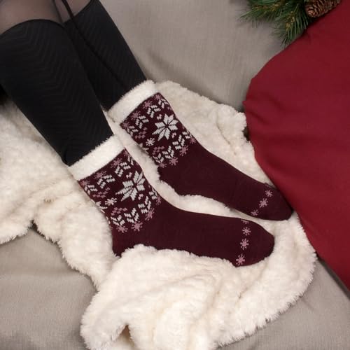 Image of BambooMN Women's Double Layer Thick Cabin Winter Socks - 3 Pairs
