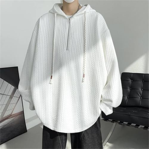 Men's Solid Loose Fit Hooded Sweatshirt Casual Streetwear Pullover Fall Spring Plus Size2