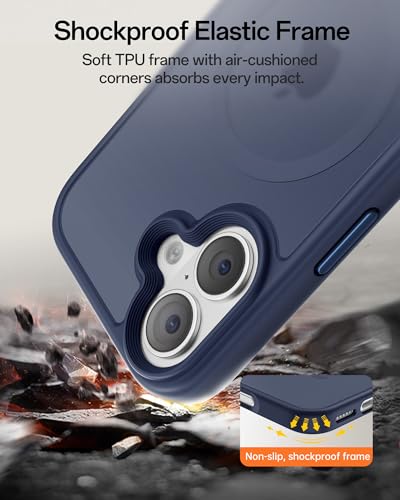 Image of UNBREAKcable Magnetic for iPhone 16 Case 6.1-Inch, Compatible with MagSafe, Full Camera Protection, Built-in Magnetic Ring, Drop Protection Shockproof Slim Phone Cover-Deep Blue
