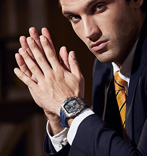 Image of Tsar Bomba Mens Watches Quartz Wristwatch for Men Waterproof 50M Analog Luxury Tonneau Chronograph Calendar Date Men's Dress Business Work Watch Gift for Men