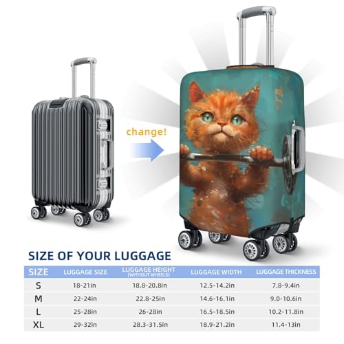 Strong Kitten Lifting Weights Travel Luggage Covers - Elasticity Suitcase Covers Protector for Luggage 18-32 Inch2