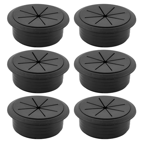 QINGYIWL 6 Pièces Passe Câble en Plastique, 60mm Oeillet de Bureau Noir, Passe Cable Bureau pour Bureaux, Tables d'ordinateurs, Postes de Travail (Noir)