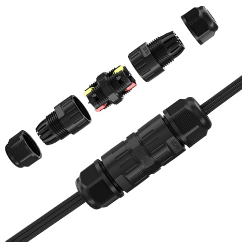 Lumary Waterproof 3Pin Wire Connector for Permanent Outdoor Lights, Black,