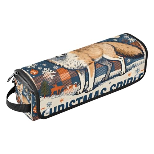 Bolsa organizadora 2 en 1 para herramientas de cabello y tapete resistente al calor, con cierre, impermeable, portátil, para plancha, rizador y secadora de cabello, Fox Merry Christmas Blue Plaid Travel Bag miniatura 1