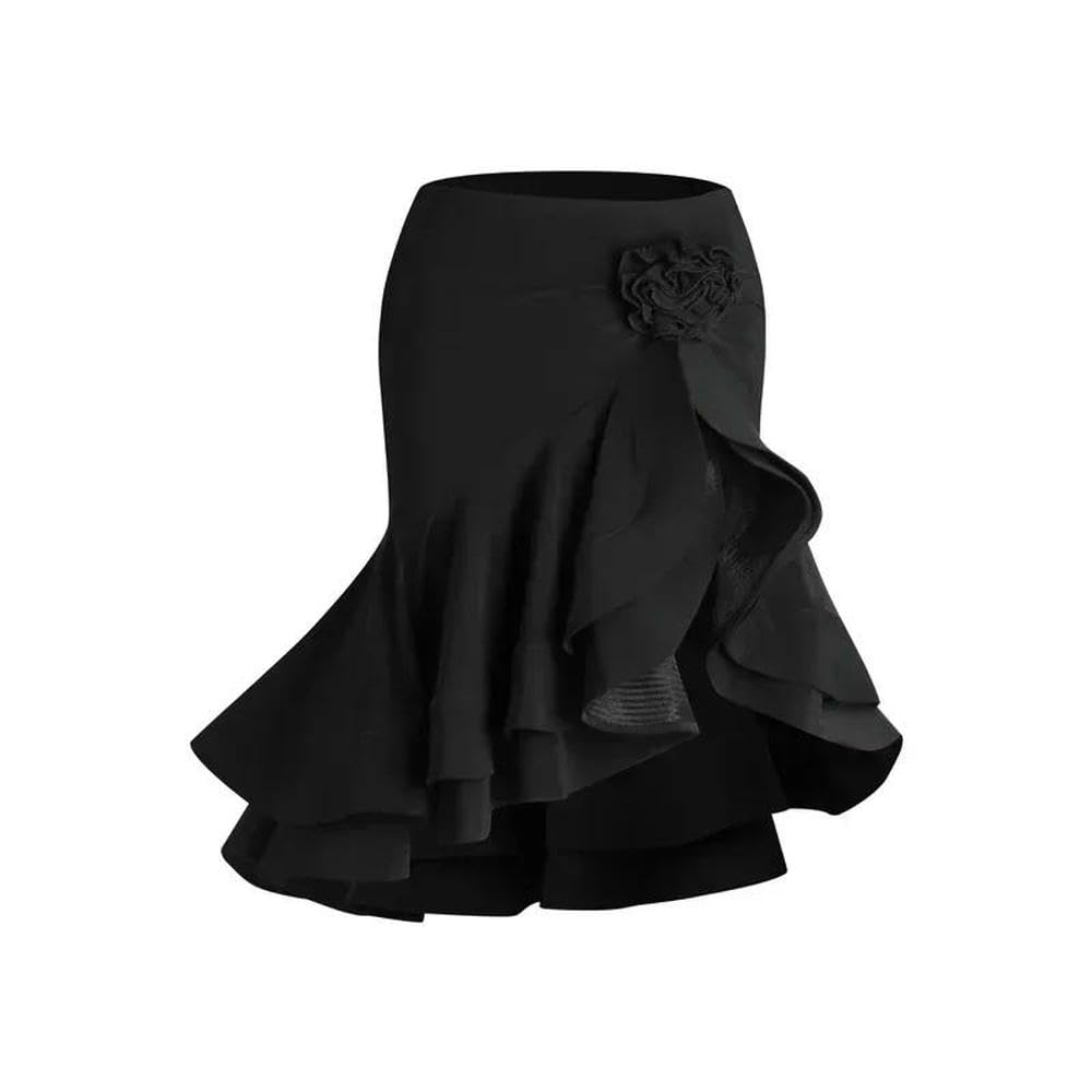 JJDFW - Costume da ballo latino con spalle scoperte, top con volant, per danza latina, abbigliamento da performance per samba e tango, set da donna