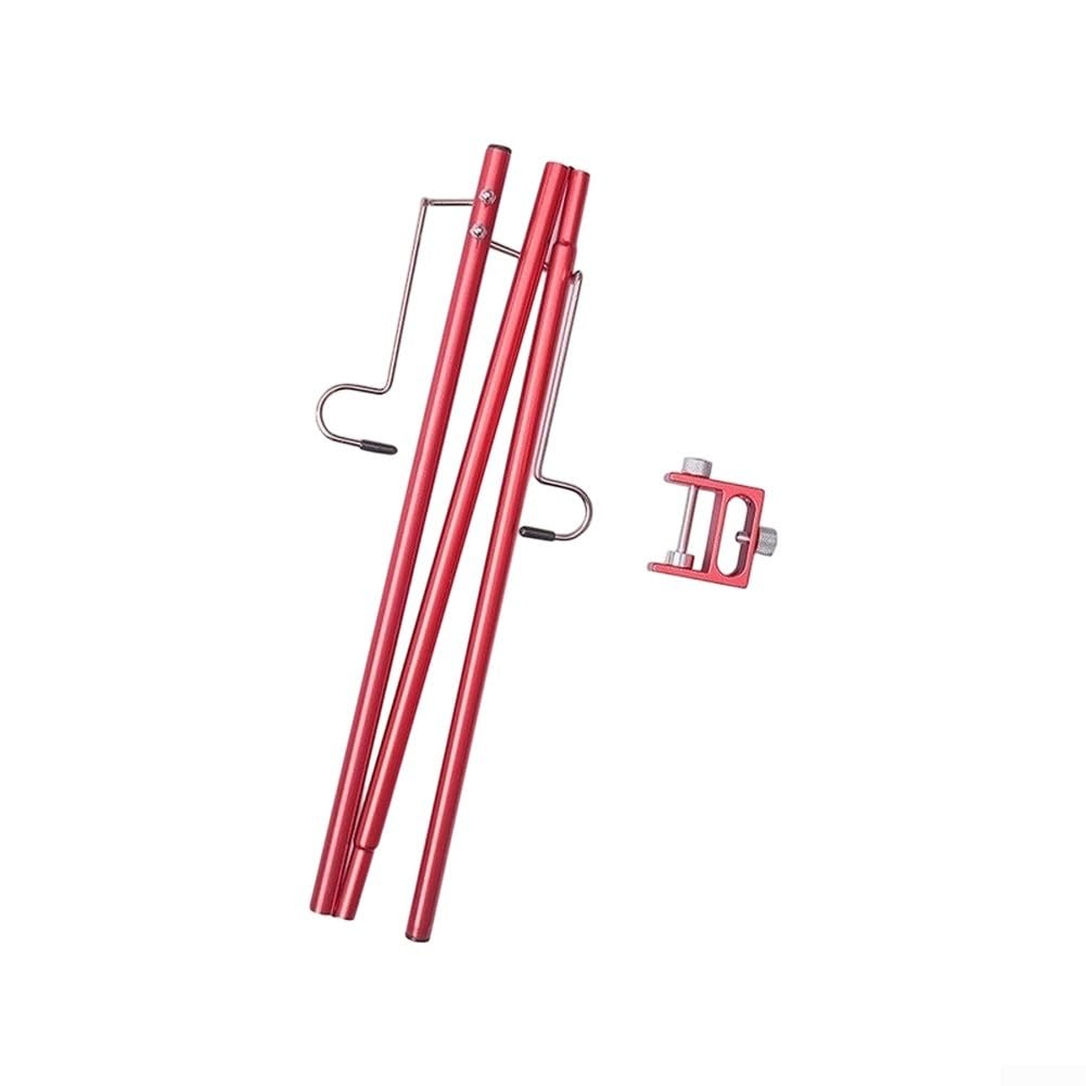 Adjustable Camping Lantern Pole with Multi Hook for Tent Light Stand - for aluminium Alloy Portable Hanger for Outdoor Fishing(Dual-head Red)