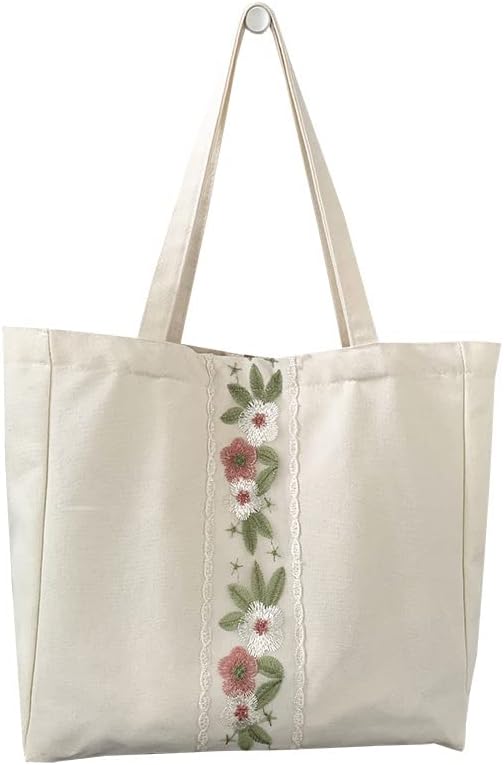 Miniatura 4 de Bolsa de lona floral para mujer, bolso vintage para viajes, compras, trabajo
