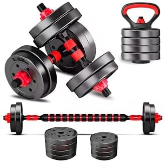 Kit Halteres Barras Anilhas Kettlebell Musculação 6 em 1 Peso Ajustável Consport