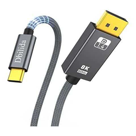 Dbilida VESA Certified 8K USB C to DisplayPort 1.4 Cable 10 ft, Support 8K@60Hz, 4K@240Hz 165Hz, 2K@240Hz, [Thunderbolt 4/3 Compatible] 32.4Gbps for iPhone 15/Plus/Pro/Pro Max, MacBook Pro M1 M2,etc Cover